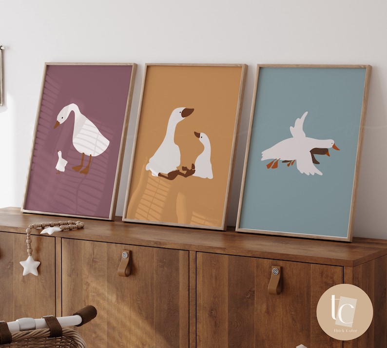 Silly Geese Nursery Art Prints, Set of 4, Scandinavian Baby Decor - Etsy