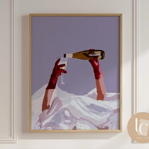 Wein-Uhr-Ski-Wein und Bettlaken Druck Sommer Pool Wand Kunst Urlaub Kunst Moderne blaue Leinwand Druck original Kunst Wohnkultur Sonnenbaden