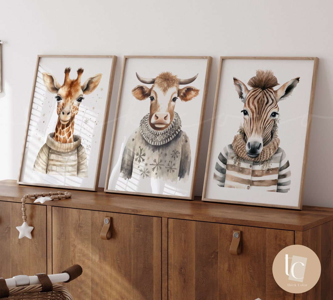 Safari Animals Nursery Prints Set, Gender Neutral Baby Wall Art - Etsy ...