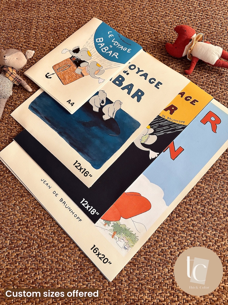 Babar the Elephant Nursery Wall Art Retro Kids Decor Quote Wall Art Genre Neutral Baby Wall Art