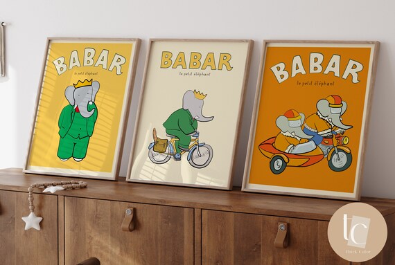 Babar the Elephant Print: Retro Nursery Decor, Kids Wall Art - Etsy