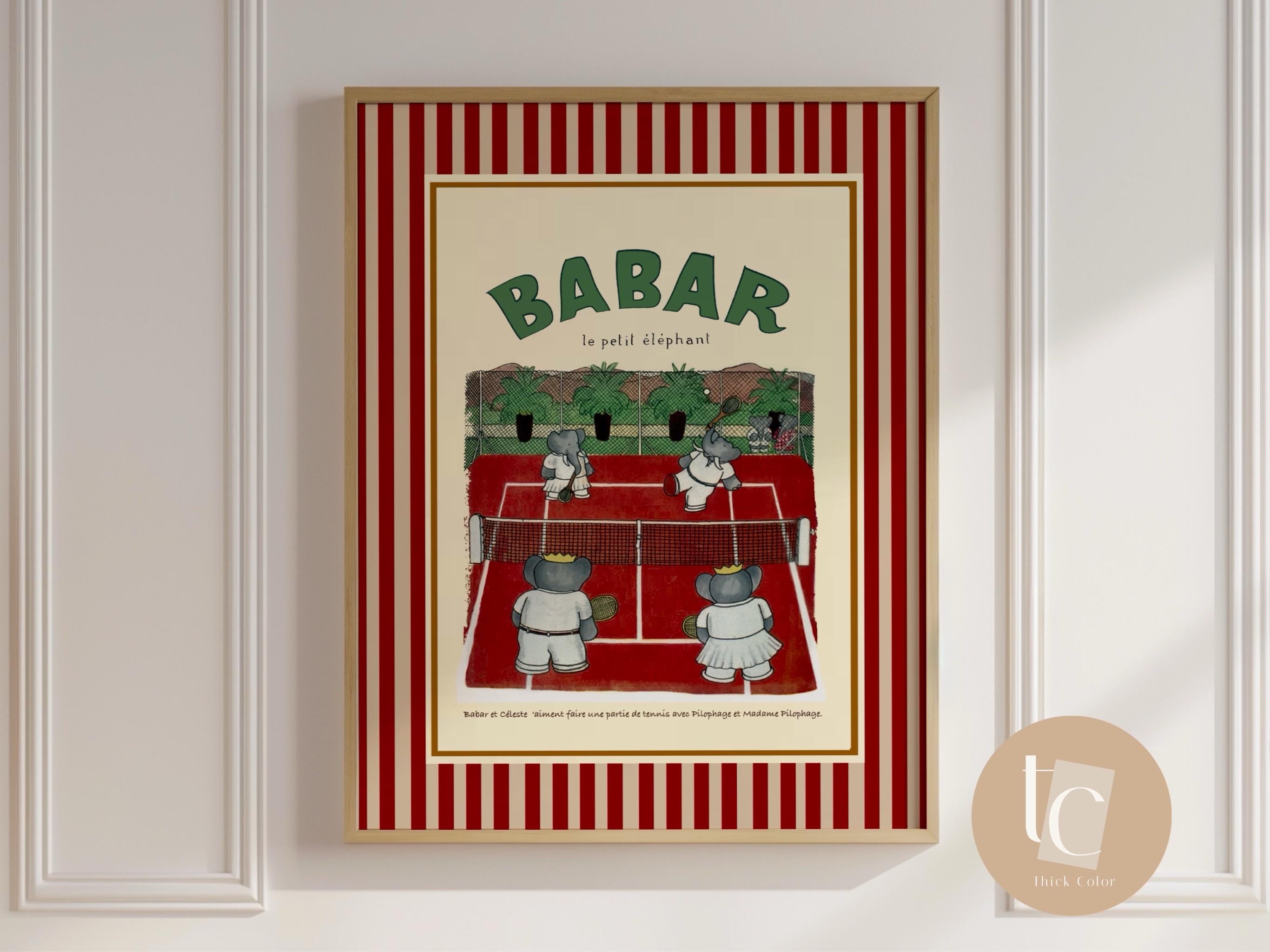 Babar Tennis Square | Unframed - Etsy