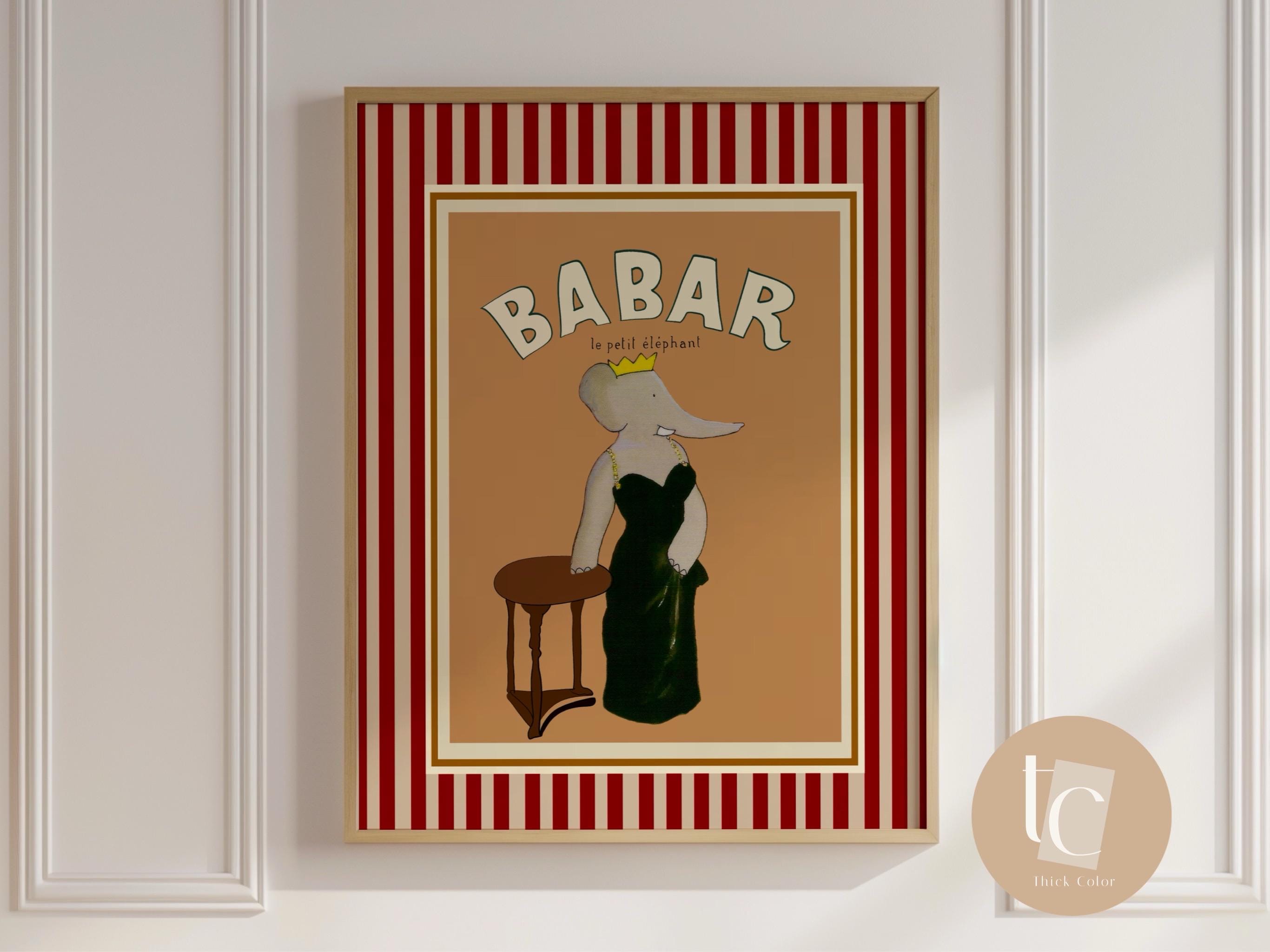 Babar the Elephant Madame X and MR Nursery Wall Art Retro Kids
