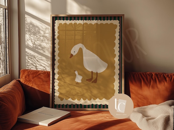 Silly Geese Nursery Print, Retro Kids Room Wall Art