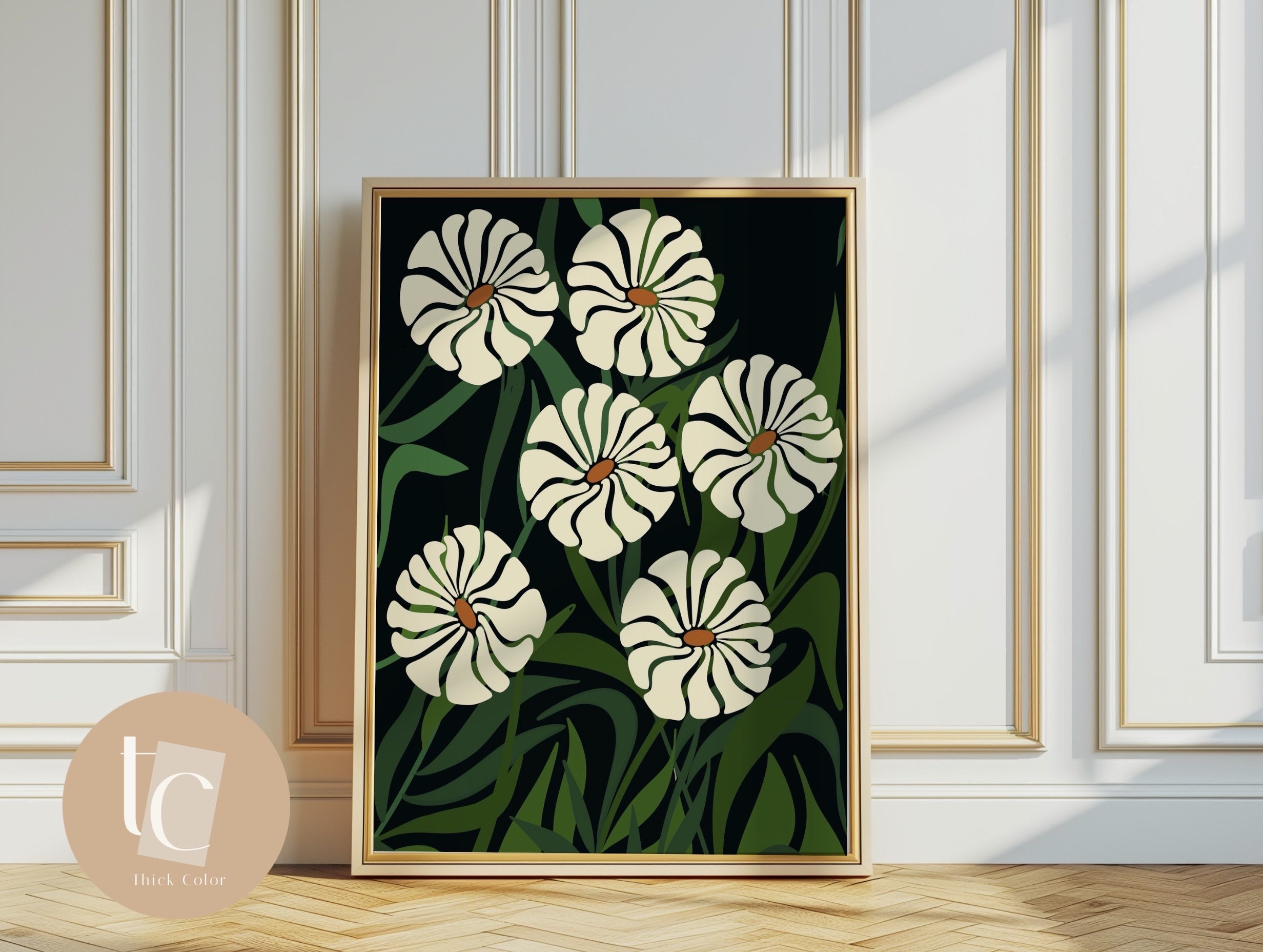 Botanical Canvas Print: Abstract Floral Wall Art, Green & Yellow