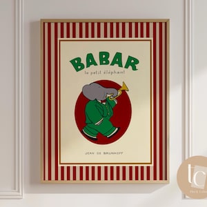Babar der Elefant Musiker Illustration Druck Kinder Illustration retro Kinder Dekor Kinder Kinder Dekor Kinder Dekor Kinder Geschenk Kinder