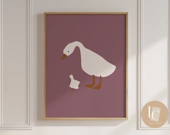 Silly Goose Print, Nursery Wall Art, Kid's Room Illustration (Digital Download)