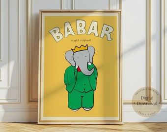 Babar the Elephant Print: Retro Nursery Decor, Kids Wall Art - Etsy