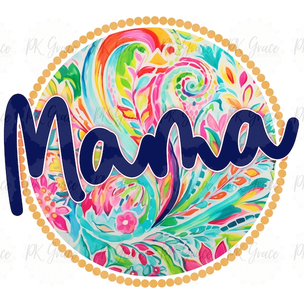 Preppy Floral Mama Round - Instant Digital Download- Sublimation Design-Mother's Day-Mom-Mama-Instant Download- DTF Design- POD
