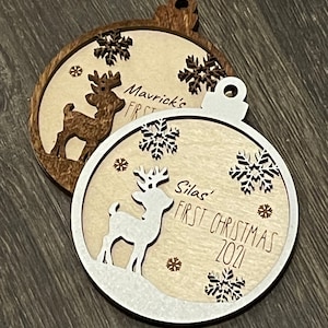 Baby&#39;s First Christmas Reindeer Ornament SVG