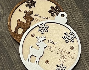 Baby's First Christmas Reindeer Ornament SVG