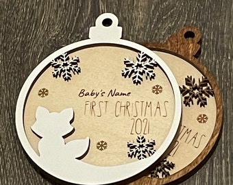 Baby's First Christmas Fox Ornament SVG