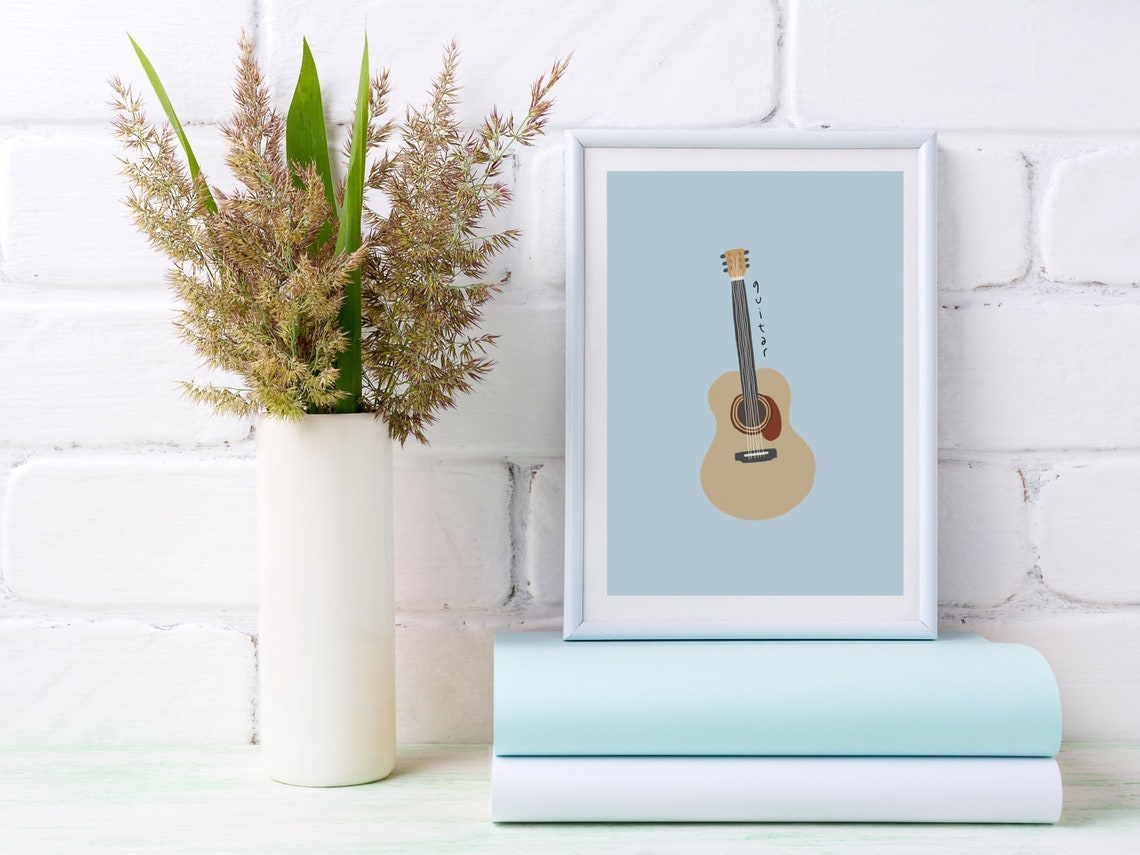 Guitar Illustration Wall Art Digital Download Etsy