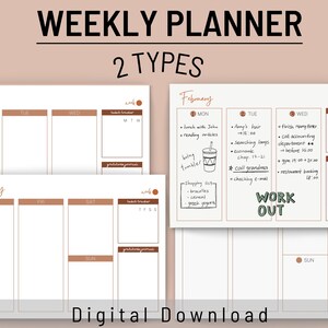 Neutral Weekly Planner / Habits Tracker / Gratitude Journal / A4,A5,US Letter PDF Files