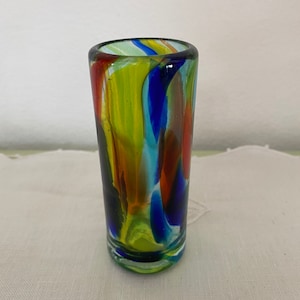 6 glass liquor glasses, colorful, 1950s
