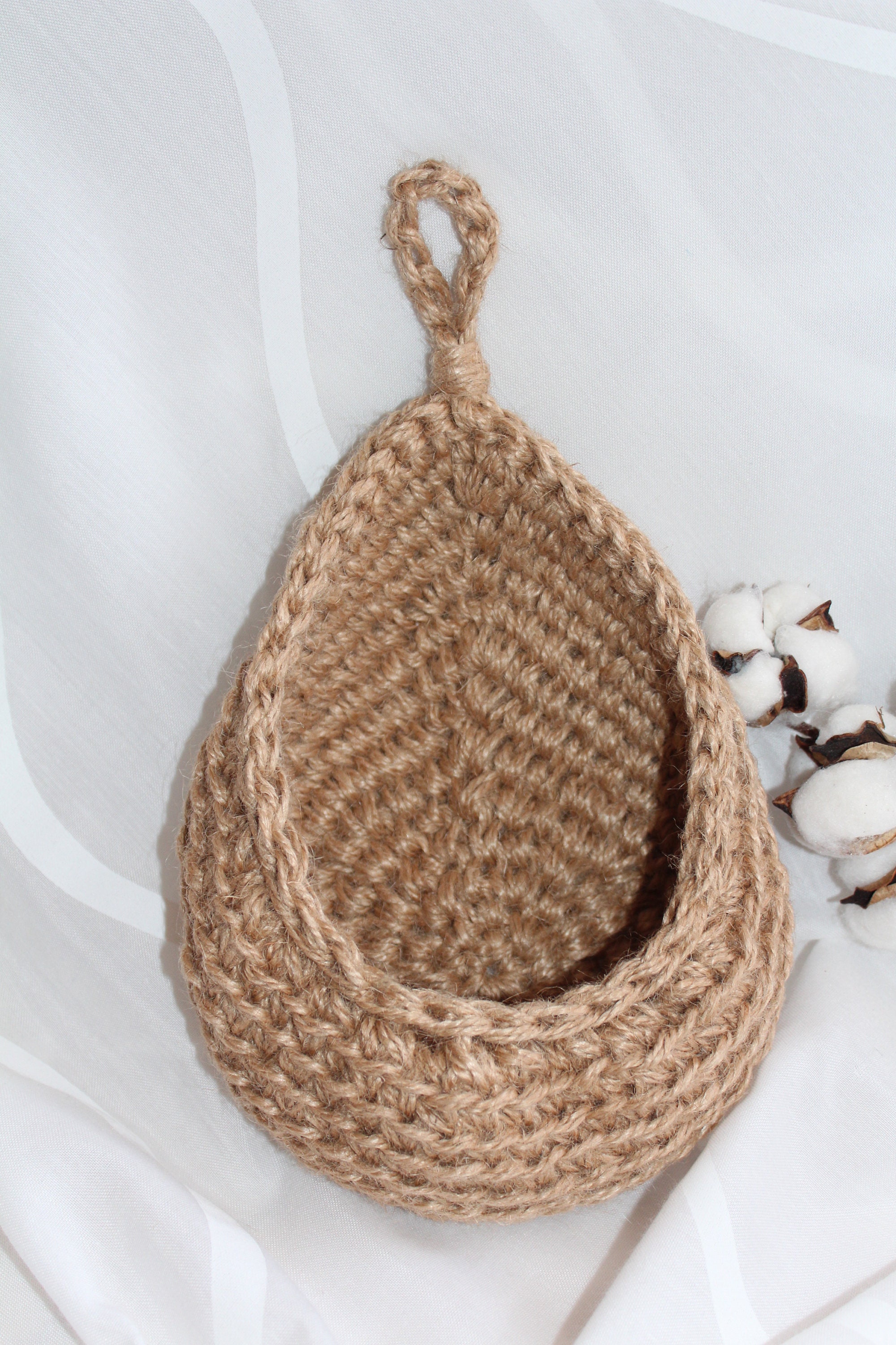 Hanging Wall baskets Crocheted Jute Teardrop Baskets Kitchen Etsy