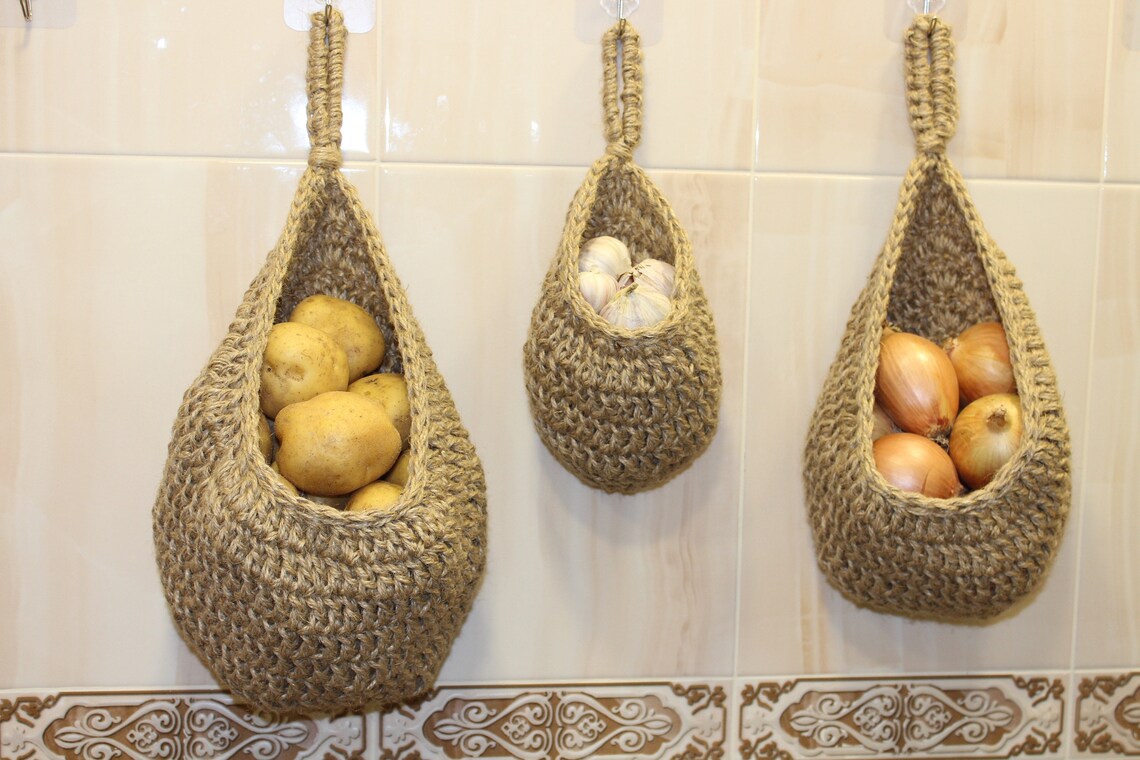 Wall Mounted Vegetable Storage Hanging Fruit Basket Etsy