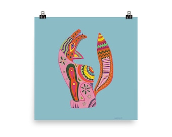 Der heulender Koyote Alebrije - Kunstdruck