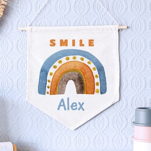 Customizable Nursery Name Pennant | Personalized Baby Shower Gift | Baby Boy/Girl Name Flag | Nursery Room Decor | Wall Hanging