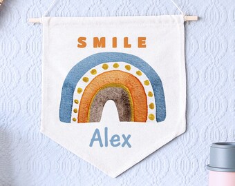 Customizable Nursery Name Pennant | Personalized Baby Shower Gift | Baby Boy/Girl Name Flag | Nursery Room Decor | Wall Hanging