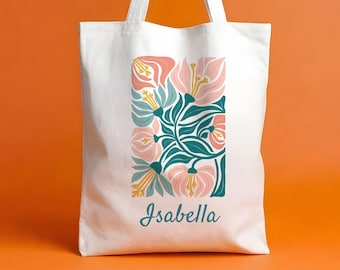 Eco-Friendly Pure Cotton Tote Bag - Matisse-Inspired Floral Design | Aesthetic Shopping Bag for Everyday Use