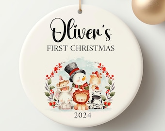 Personalisierte Babys erste Weihnachtsdekoration Andenken Weihnachtskugel Geschenk Keramik Verzierung Babys 1