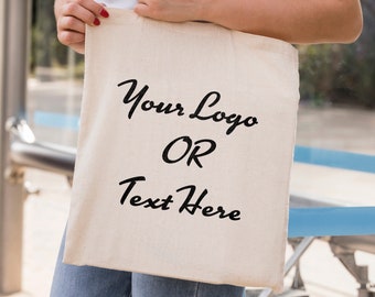 Personalised Logo Tote Bag - Custom Printed Shopping Bag for Business, Events or Gifts - Eco-Friendly Cotton Bag, Bulk Orders Welcome