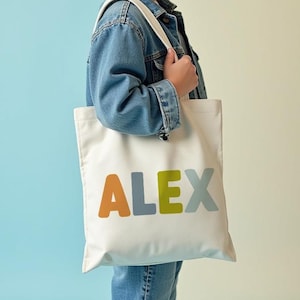 Sac fourre-tout personnalisé pour enfant - Sac prénom personnalisé avec lettres colorées - Cadeau pour fille