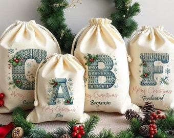 Personalised Santa Sack Christmas Sack Personalised Christmas Toy Sack Name & Initial Christmas Gift Bag Xmas