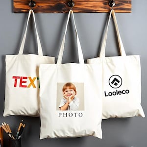Custom Tote Bags With Your Logo, wholesale Custom Promotional Bags, Photo or Text Print, Bulk Personalized Bag, 14x16 in, Multi Color Print