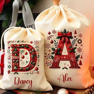 Personalised Santa Sack Christmas Sack Personalised Christmas Toy Sack Name & Initial Christmas Gift Bag Xmas