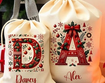 Personalised Santa Sack Christmas Sack Personalised Christmas Toy Sack Name & Initial Christmas Gift Bag Xmas