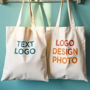 Custom Tote Bags With Your Logo, wholesale Custom Promotional Bags, Photo or Text Print, Bulk Personalized Bag, 14x16 in, Multi Color Print