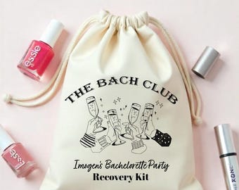 Personalized Hangover Kit Bags - Custom Bachelorette Recovery Pouch - Wedding Favor - Italian Party Gift - Hand Drawn Drinks Kit