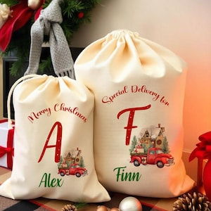 Personalised Santa Sack Christmas Sack Personalised Christmas Toy Sack Name & Initial Christmas Gift Bag Xmas