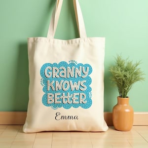 Personalized Grandma Tote Bag - I Love My Grandma Gift - Custom Grandma Shopping Bag - Grandmother Gift Idea - Nana Gift