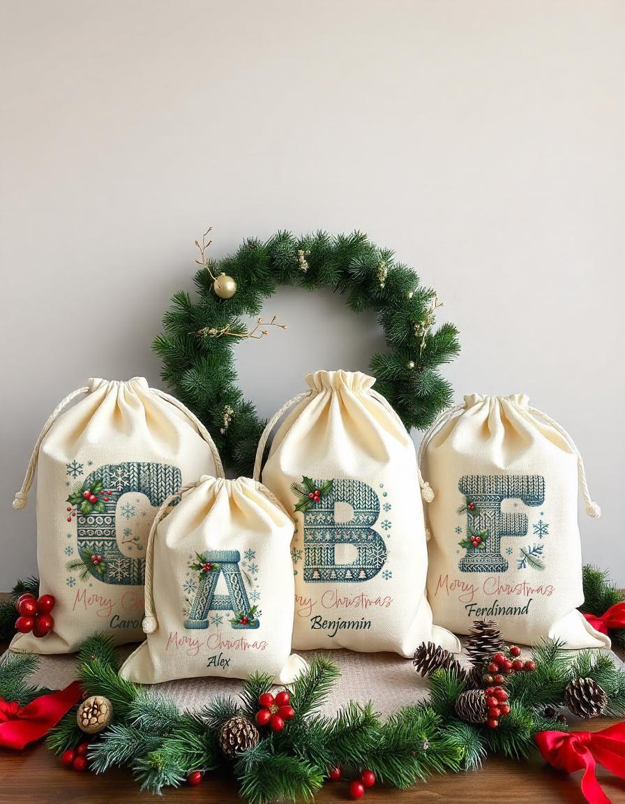 Personalised Santa Sack Christmas Sack Personalised Christmas Toy Sack Name & Initial Christmas Gift Bag Xmas