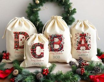 Personalised Santa Sack Christmas Sack Personalised Christmas Toy Sack Name & Initial Christmas Gift Bag Xmas