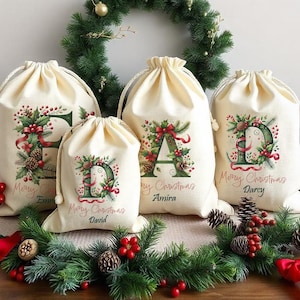 Personalised Santa Sack Christmas Sack Personalised Christmas Toy Sack Name & Initial Christmas Gift Bag Xmas