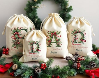 Personalised Santa Sack Christmas Sack Personalised Christmas Toy Sack Name & Initial Christmas Gift Bag Xmas