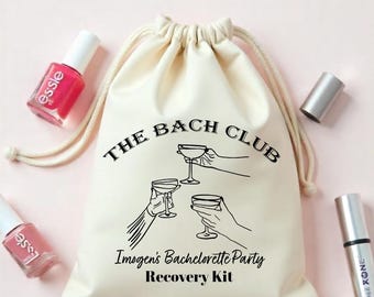 Custom Bachelorette Recovery Pouch - Personalized Hangover Kit Bags - Wedding Favor - Italian Party Gift - Hand Drawn Drinks Kit