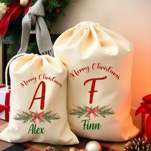 Personalised Santa Sack Christmas Sack Personalised Christmas Toy Sack Name & Initial Christmas Gift Bag Xmas