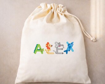 Personalized Goodie Bag - Kids Goodie Bag -  Customized Goodie Bag - Custom Name Party Favor - Children's Name Bag - Drawstring Bag