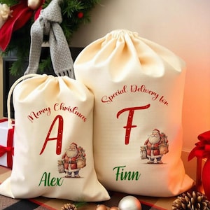 Personalised Santa Sack Christmas Sack Personalised Christmas Toy Sack Name & Initial Christmas Gift Bag Xmas