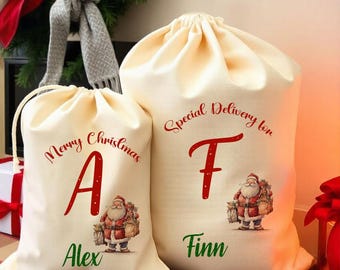 Personalised Santa Sack Christmas Sack Personalised Christmas Toy Sack Name & Initial Christmas Gift Bag Xmas