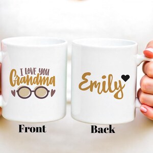 Personalized Grandma Mug: Heart Design, Custom Name Gift