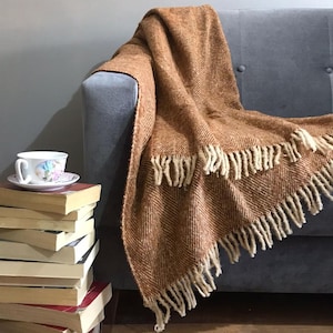 Heavy Wool Blanket, Herringbone Blanket,  Wool Throw Blanket , Christmas blanket , Merino Wool Blanket, Christmas Gift Mom , 130x170 cm