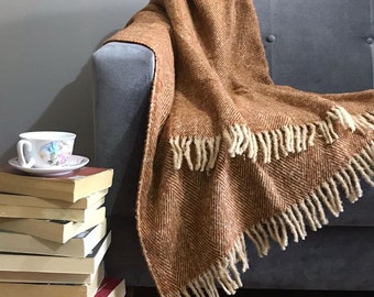 Heavy Wool Blanket, Herringbone Blanket,  Wool Throw Blanket , Christmas blanket , Wool Blanket, Christmas Gift Mom , 130x170 cm