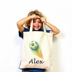 Personalized Soccer Tote Bag - Custom Name Football Gift - Kids Sports Bag - Soccer Goal Design - Birthday Gift for Boys & Girls