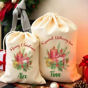 Personalised Santa Sack Christmas Sack Personalised Christmas Toy Sack Name & Initial Christmas Gift Bag Xmas